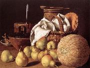 MELeNDEZ, Luis Still-life with Melon and Pears sg Sweden oil painting reproduction